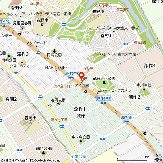タイヤ館 東大宮バイパス付近の地図